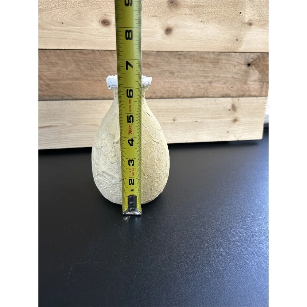 Quirky Revamped Ceramic Vase Rustic Primitive Textured Yellow Grunge Whimsical‎